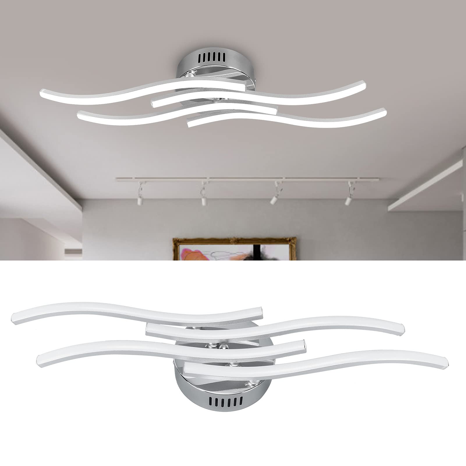 Amazon.com: Curved Design Ceiling Lamp, LED Wavy Ceiling Light